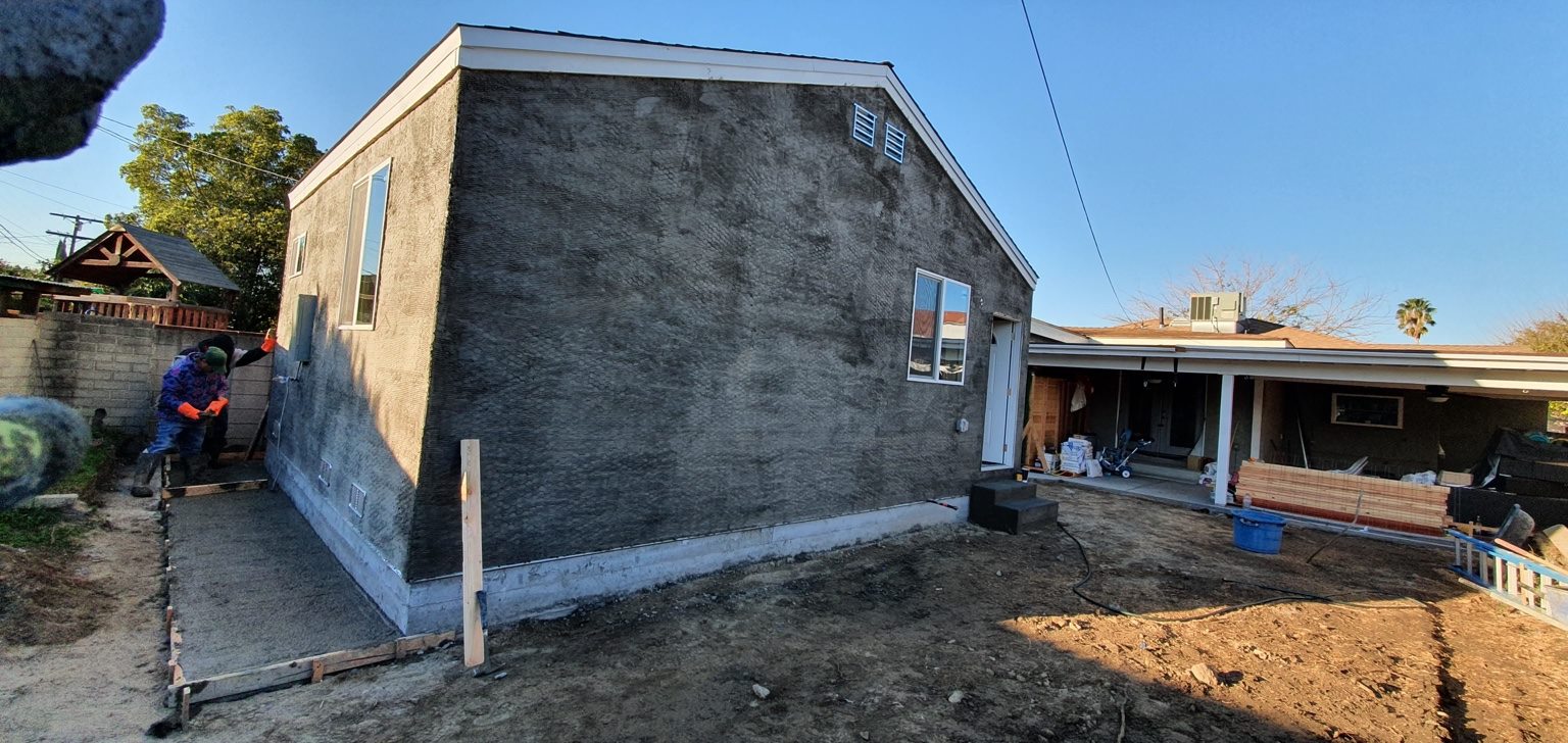 Exterior construction addition in progress