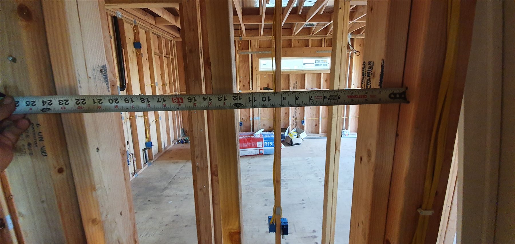 Interior wood framing during construction