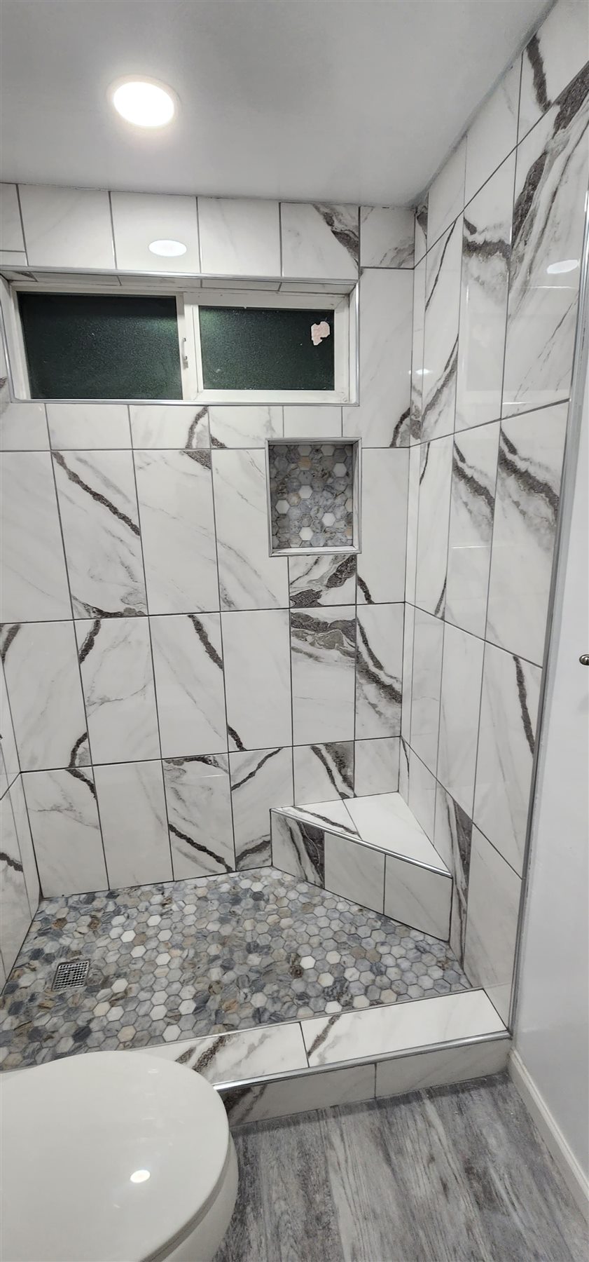 Completed tile shower